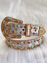 Zilveren strass riem